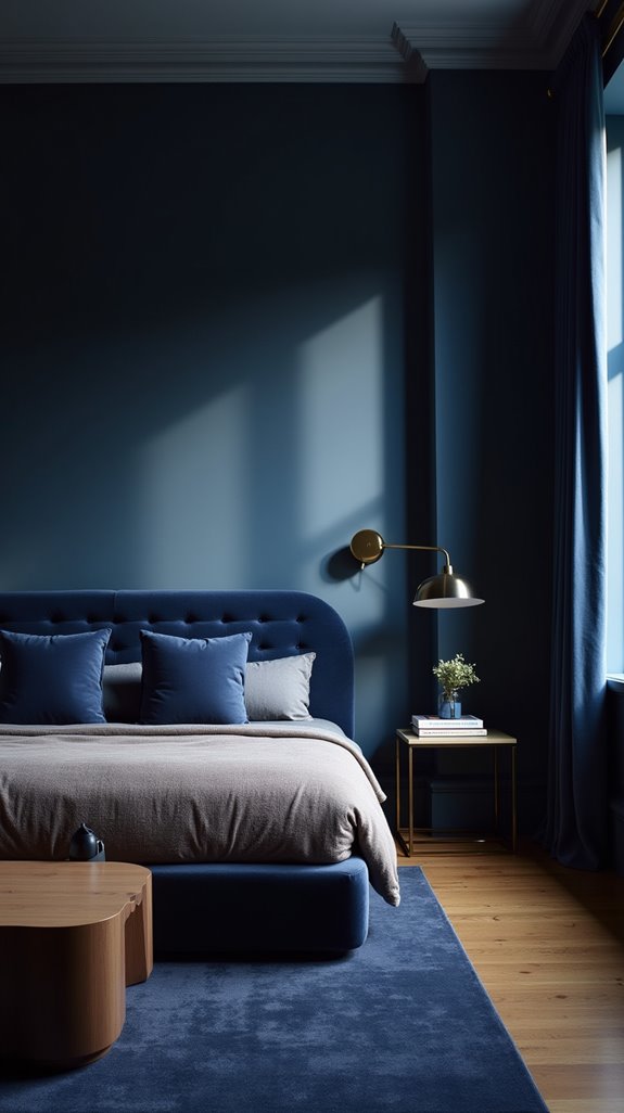 navy blue bedroom transformation