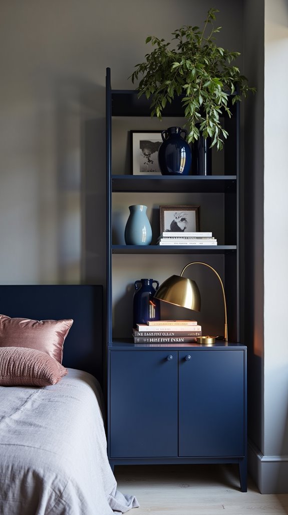 navy blue shelving styles