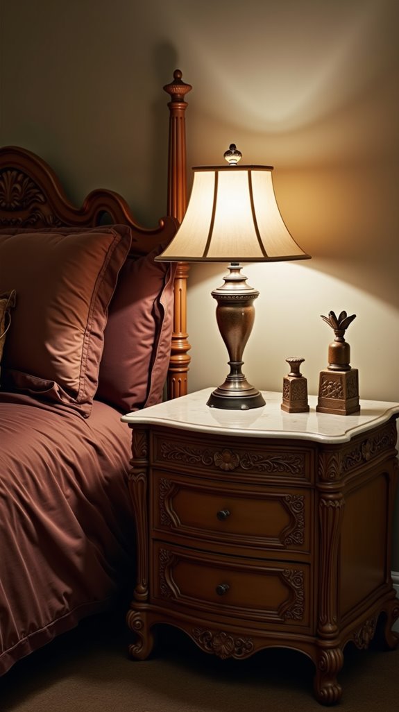 ornate bedside table features