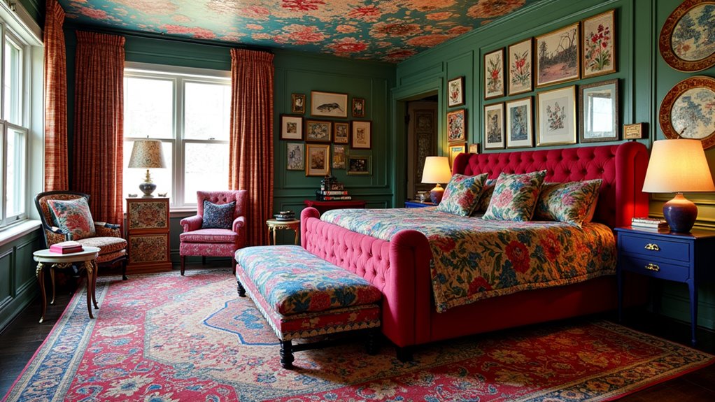 pattern rich maximalist bedroom layers