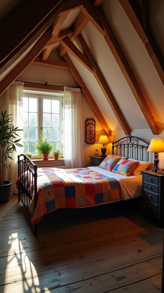 retro attic bedroom transformation