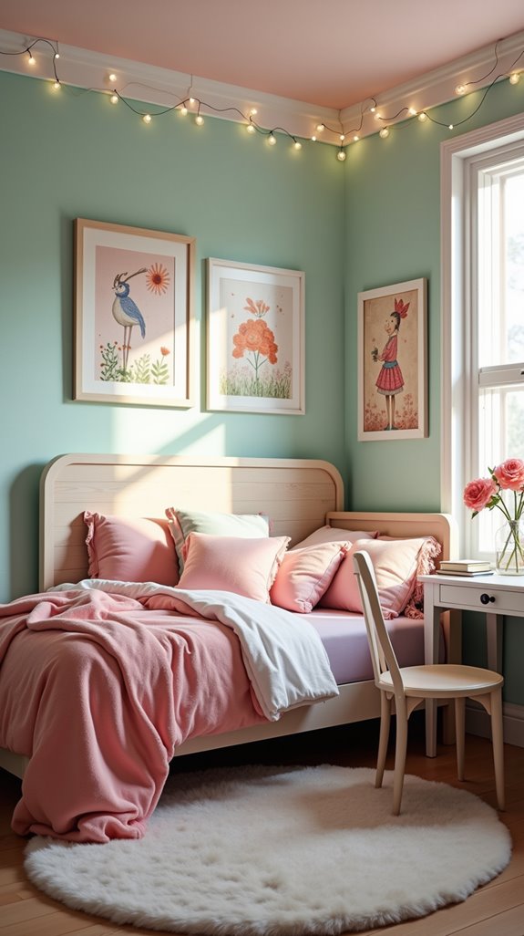 retro pastel bedroom decor