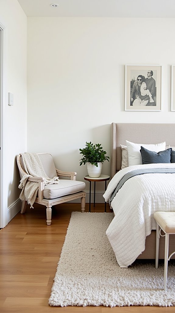 rugs define bedroom spaces