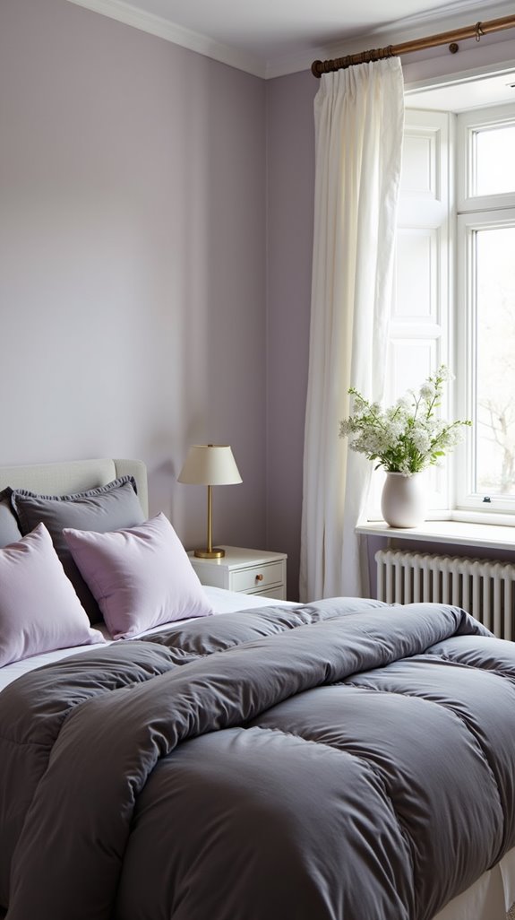 serene lavender charcoal bedroom retreat