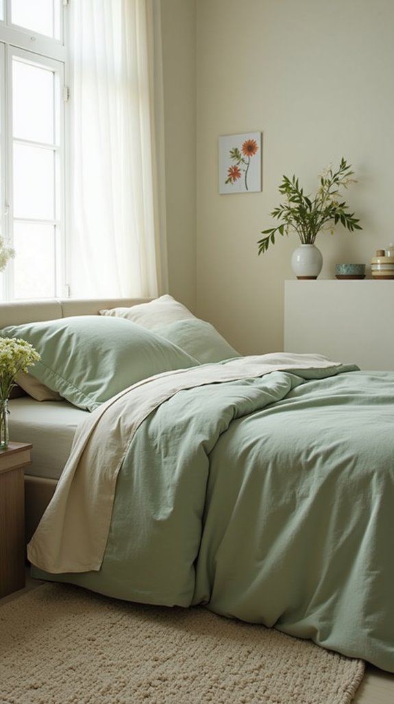 serene sage green bedspread