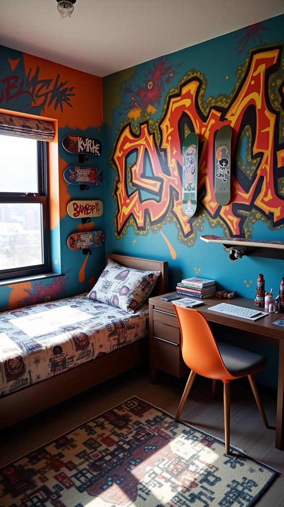 skateboarding graffiti bedroom decor