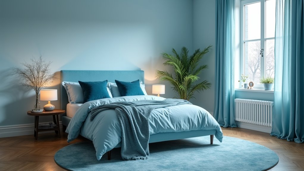 soothing blue bedroom shades