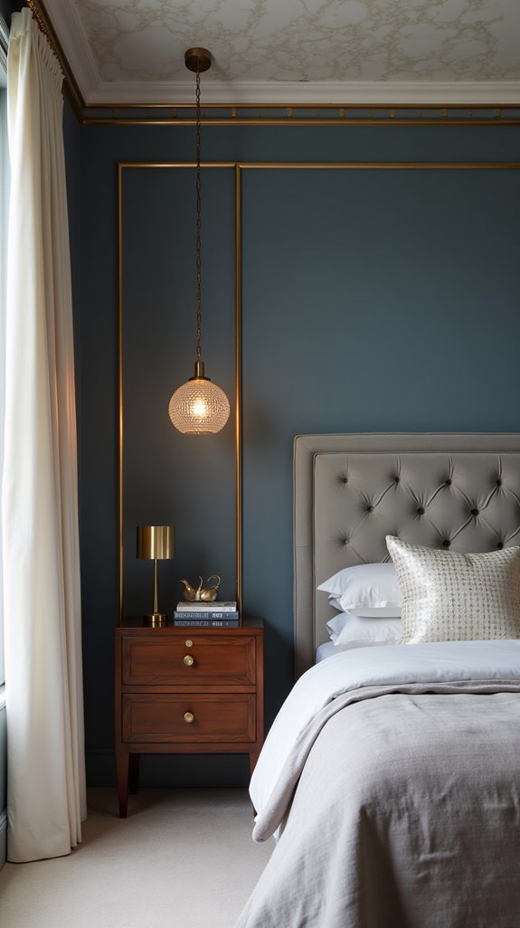 sophisticated metallic bedroom accents