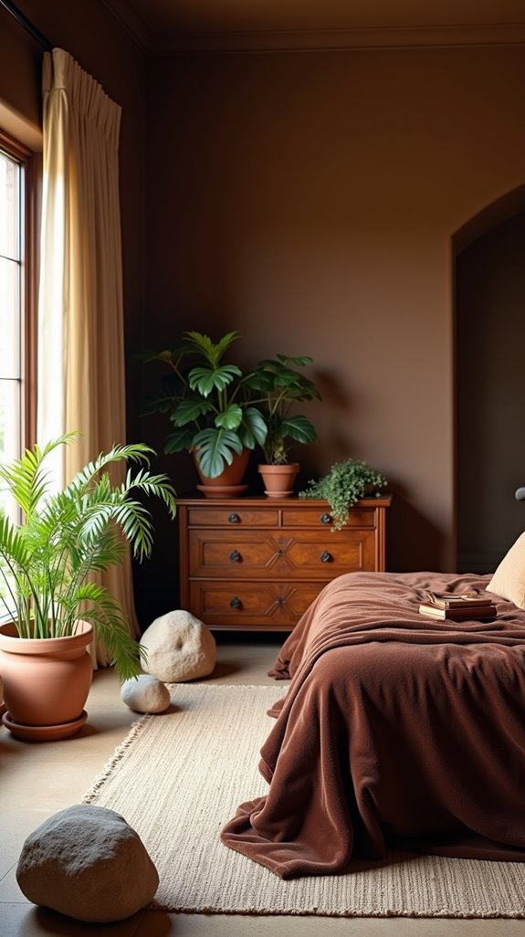 stone accents enhance browns