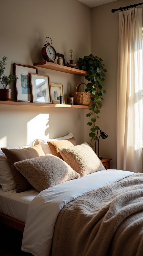 stylish guest bedroom shelves