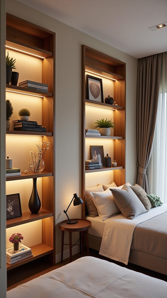 stylish shelves with lighting