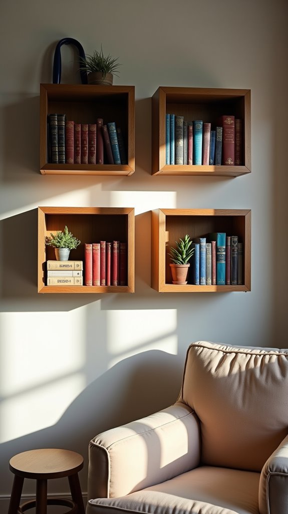 stylish wall mounted book displays