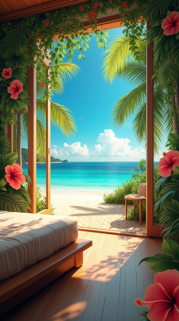 tropical themed bedroom murals