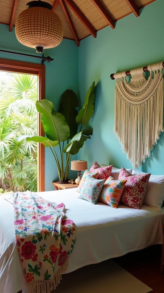 tropical vibrant bedroom escape