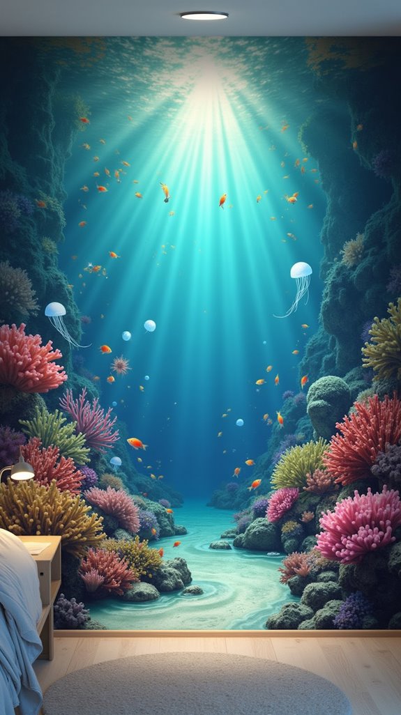 underwater bedroom escape mural