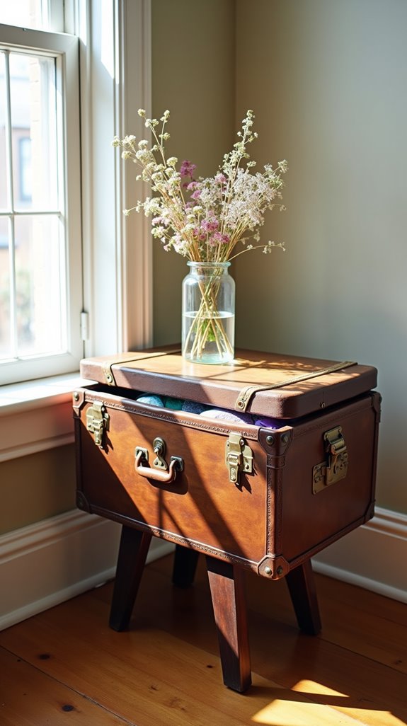upcycled suitcase side table