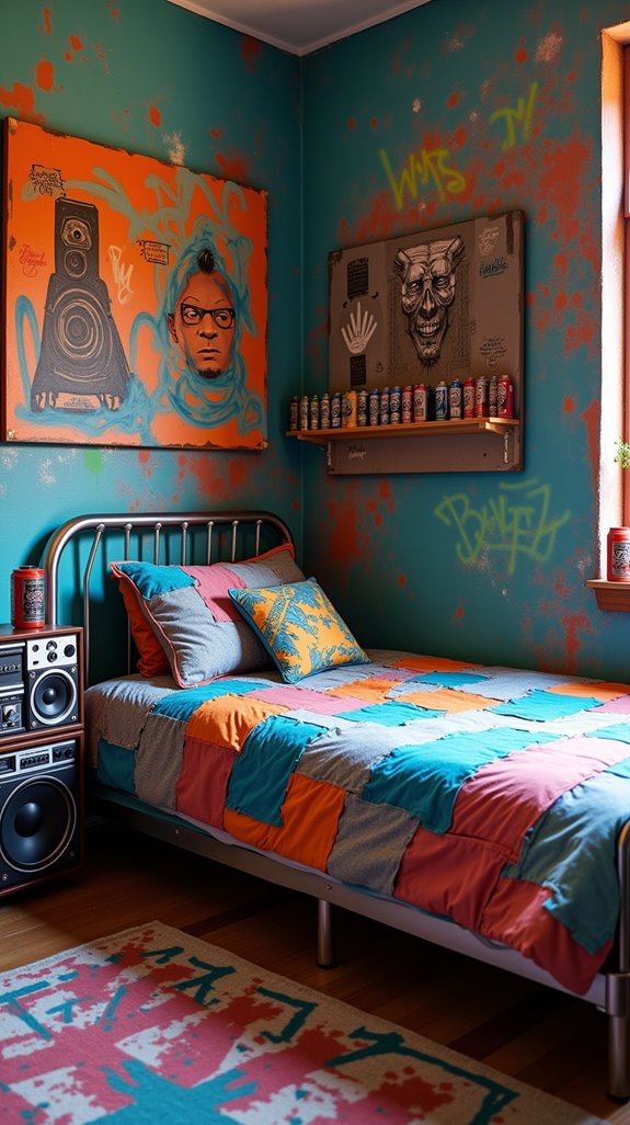 urban graffiti bedroom display