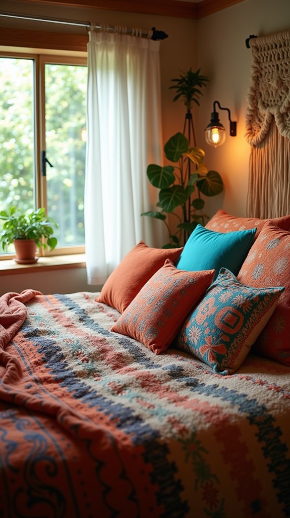 vibrant eclectic pillow accents