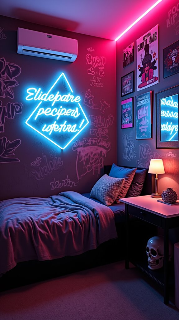 vibrant neon bedroom decor