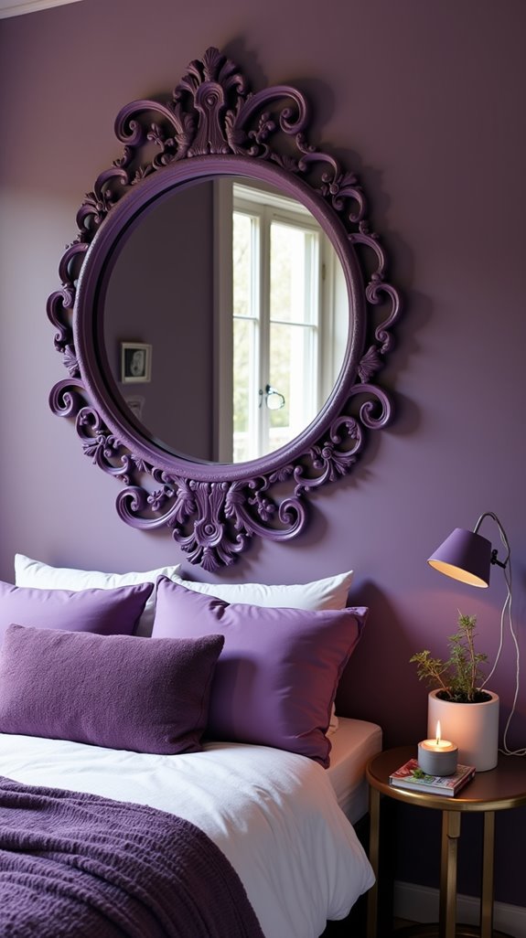 vibrant purple mirrors enhance elegance