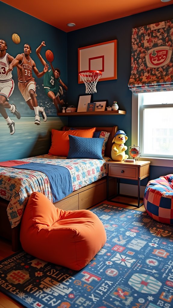 vibrant sports inspired bedroom retreat