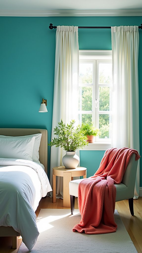 vibrant turquoise bedroom oasis
