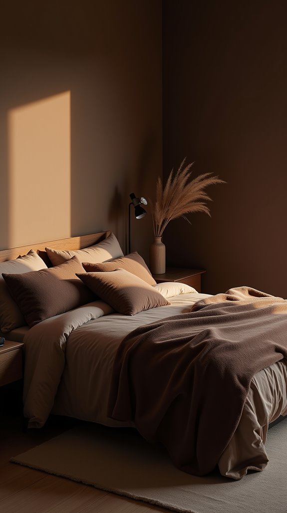 warm sepia toned bedroom sanctuary