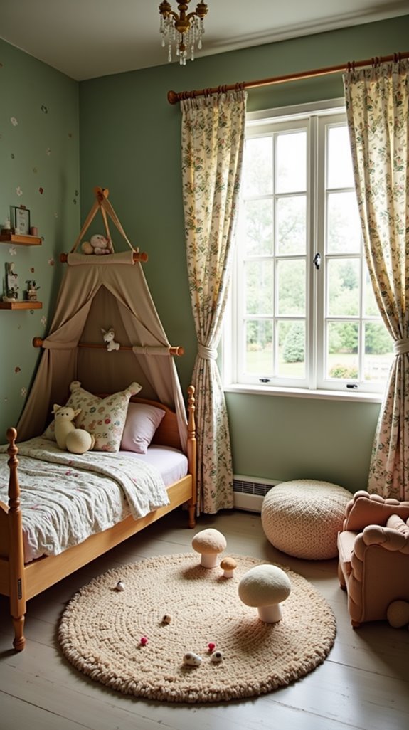 whimsical forest themed toddler bedroom