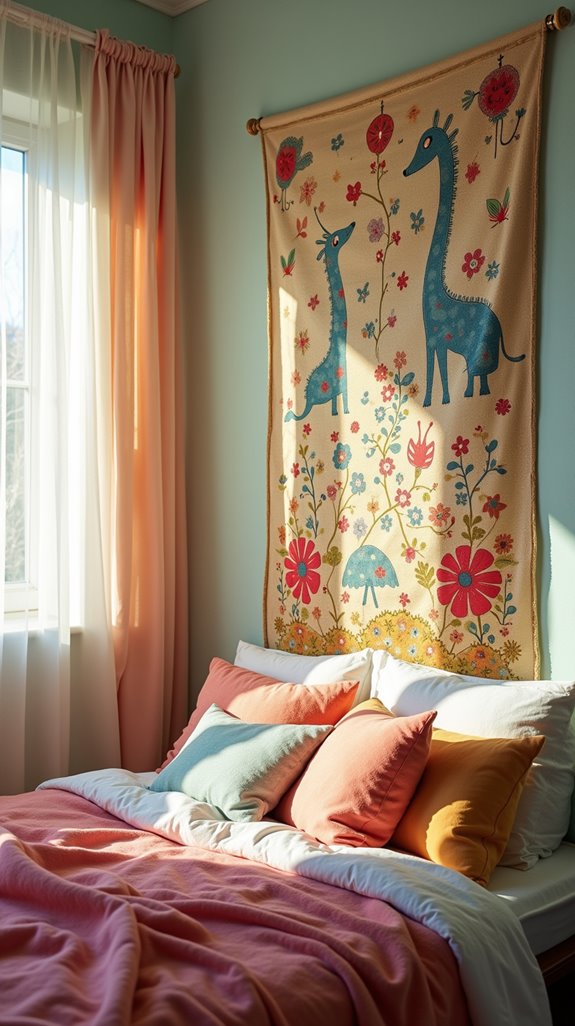 whimsical storybook landscape tapestry