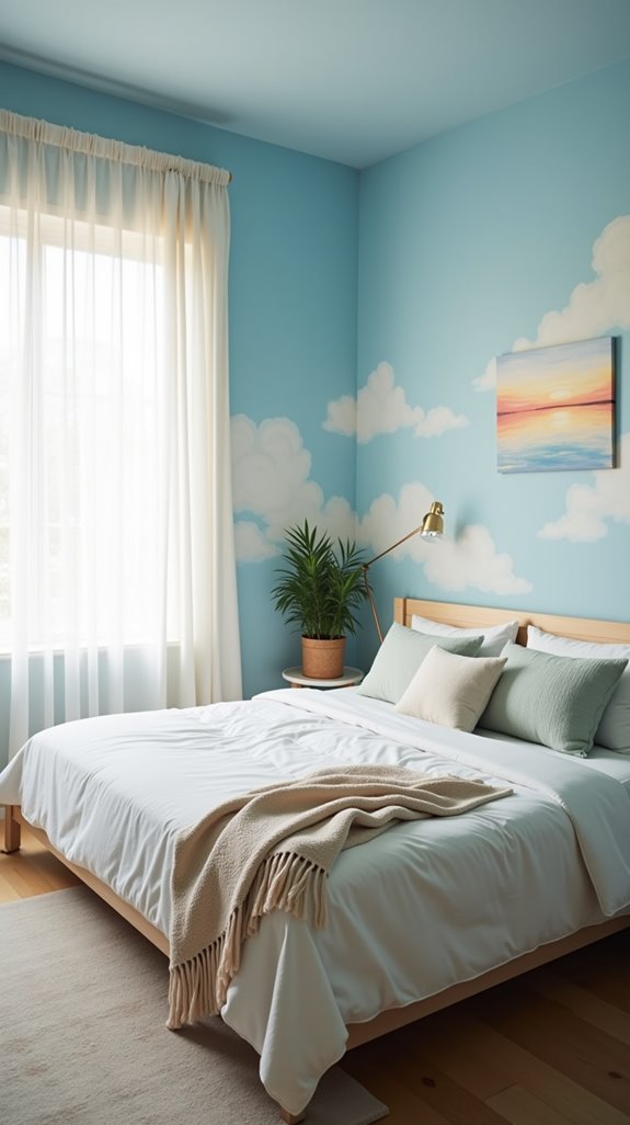artistic light blue murals