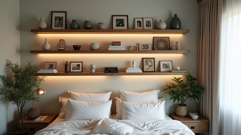 bedroom floating shelf designs
