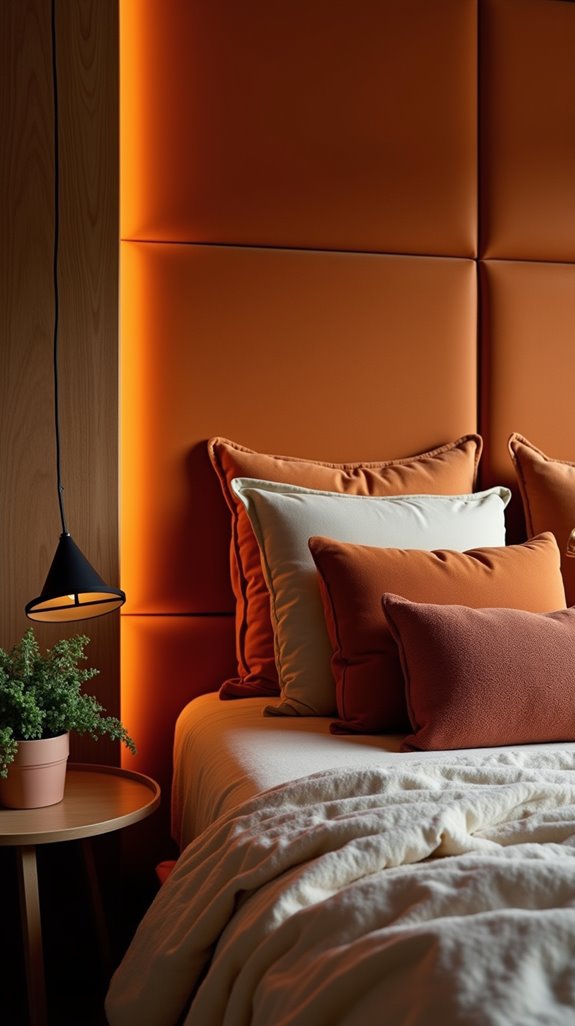 bold burnt orange headboard