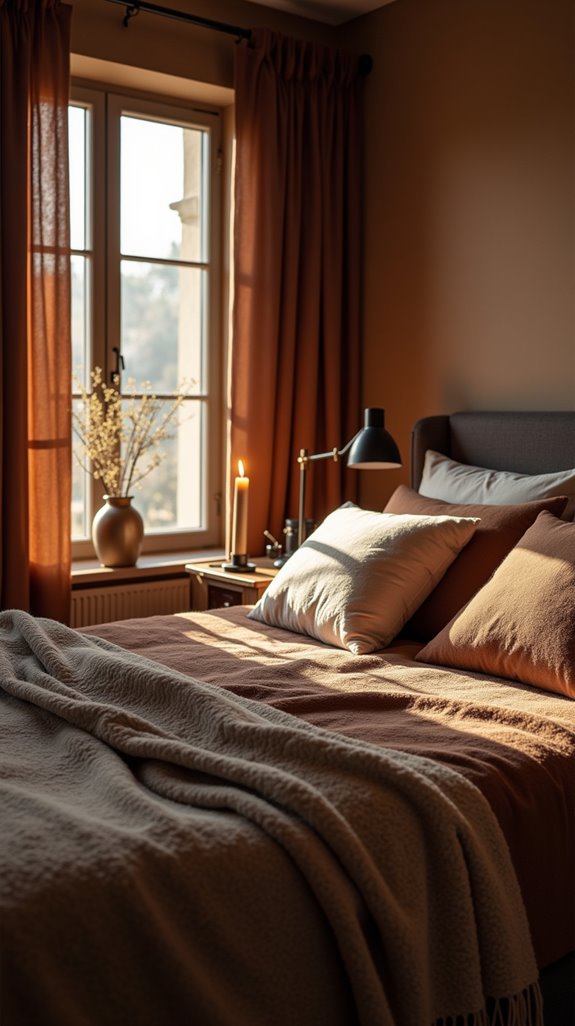 brown curtains enhance warmth