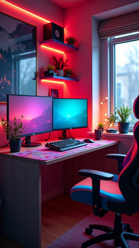 colorful gaming setup accents