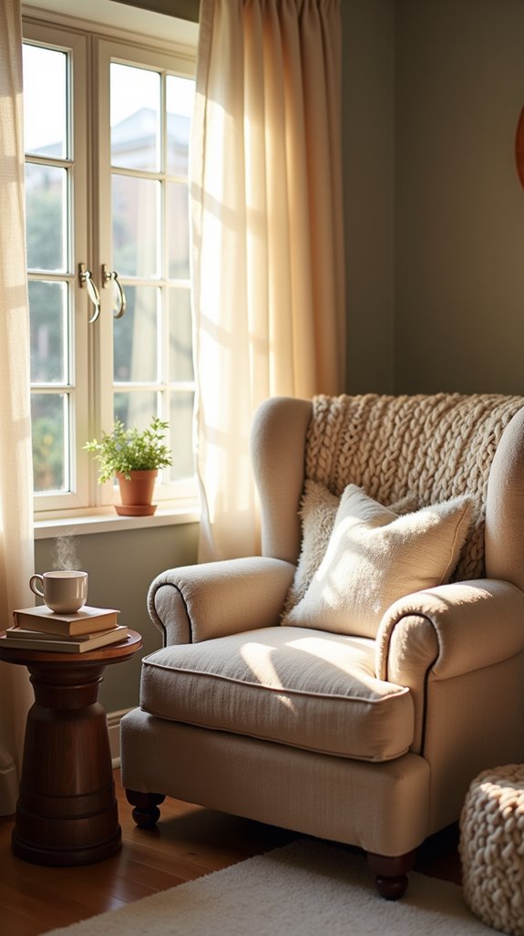 cozy armchair reading nook