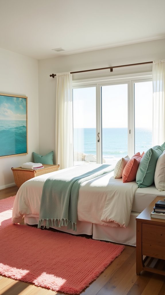 cozy beach inspired bedroom rugs