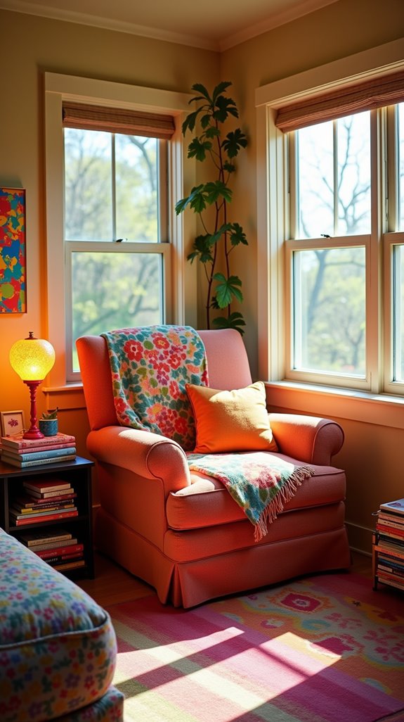 cozy colorful reading nook