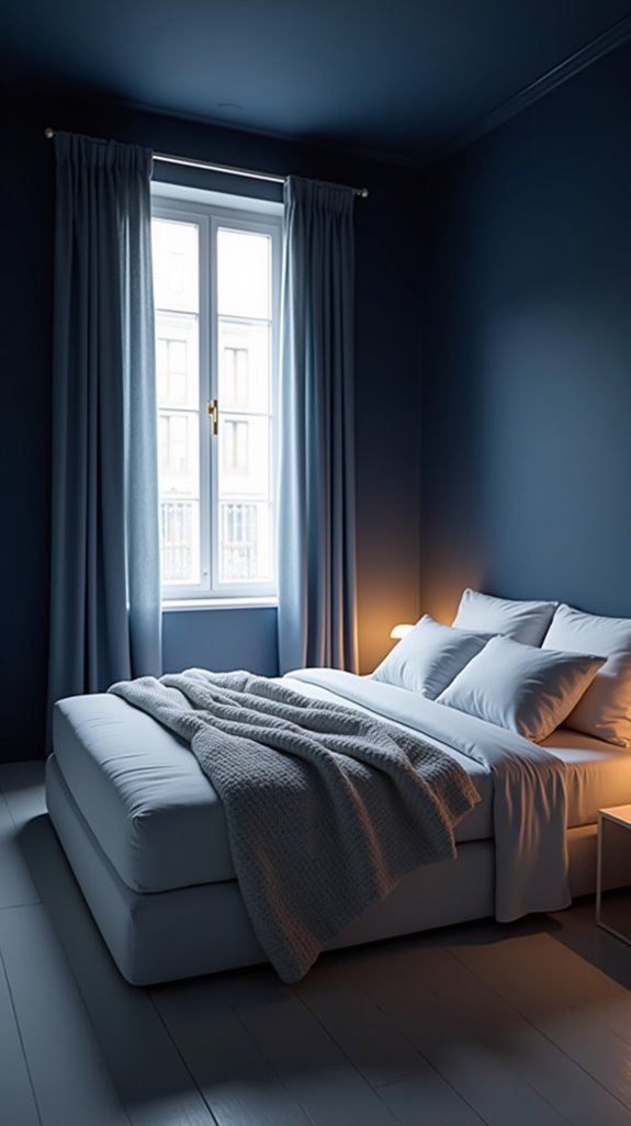 cozy dark blue bedroom design