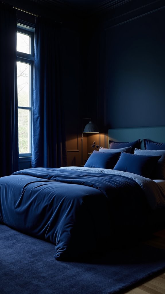 cozy dark blue textiles