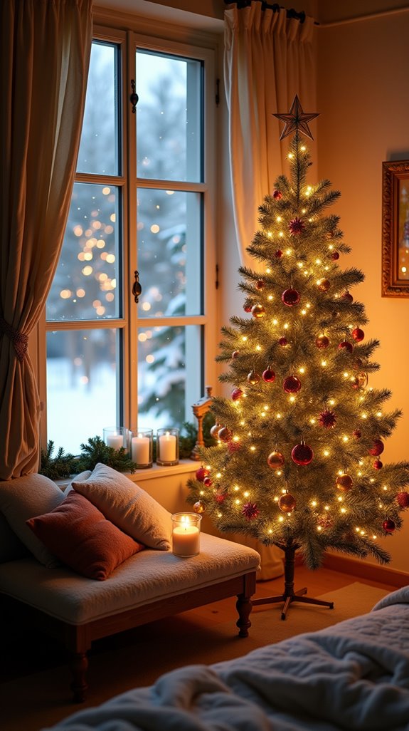 cozy festive reading nook