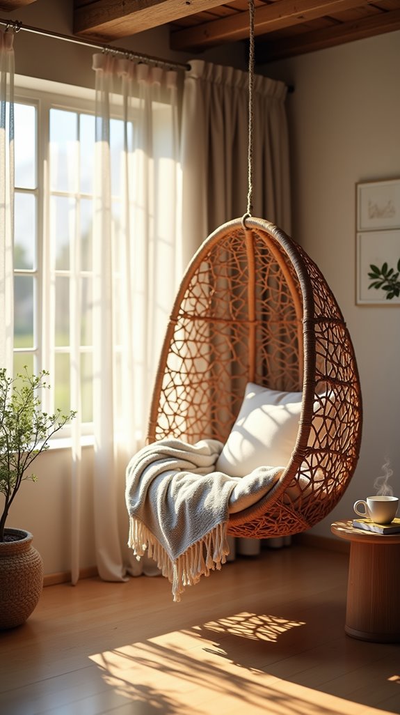 cozy hanging chair reading