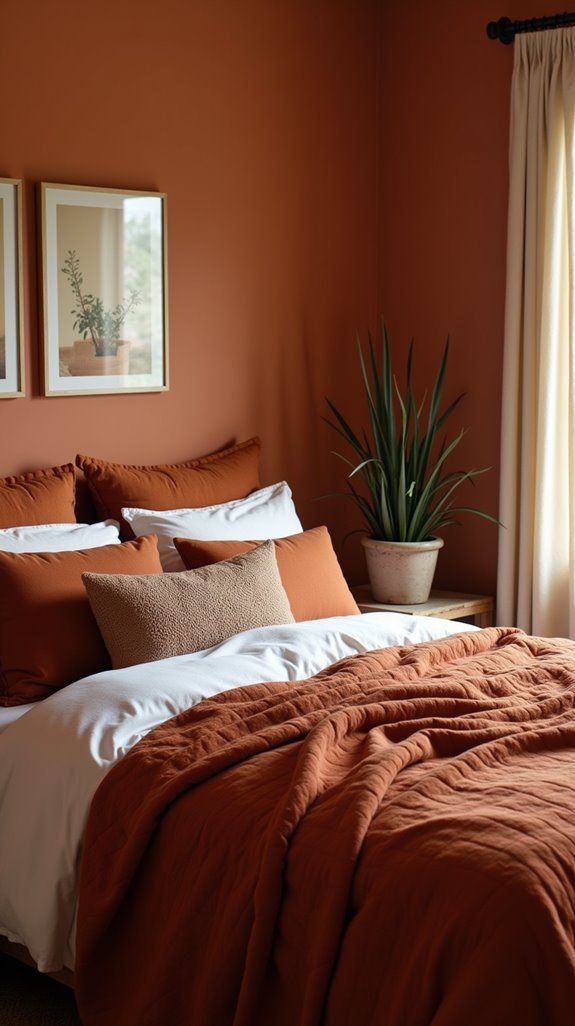 cozy layered burnt orange bedding