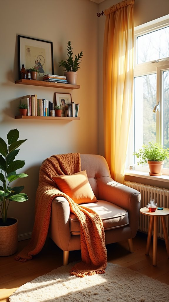 cozy natural light reading nook