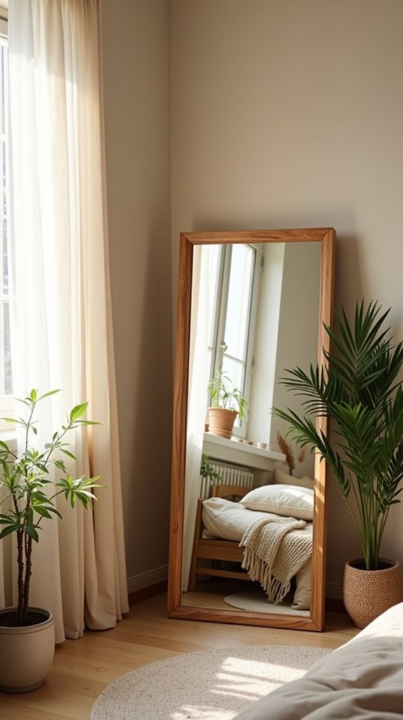cozy nook with leaning mirrors
