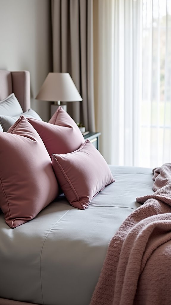 cozy pink and grey textiles