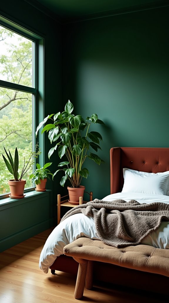 cozy tranquil emerald walls