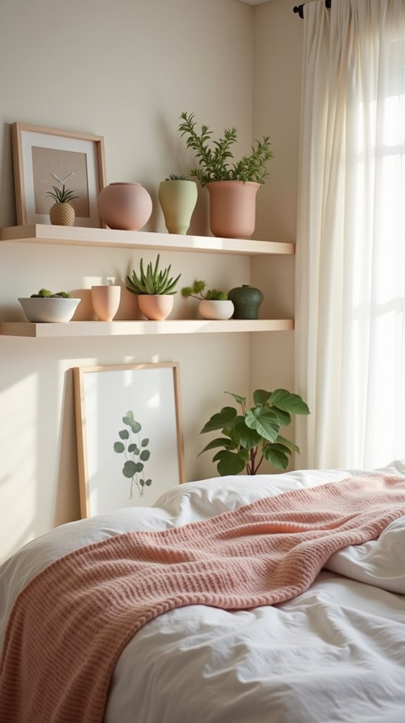 creative bedroom floating shelves