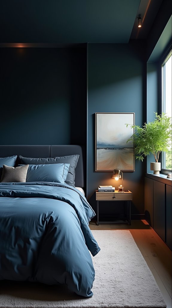 dynamic dark blue wall design