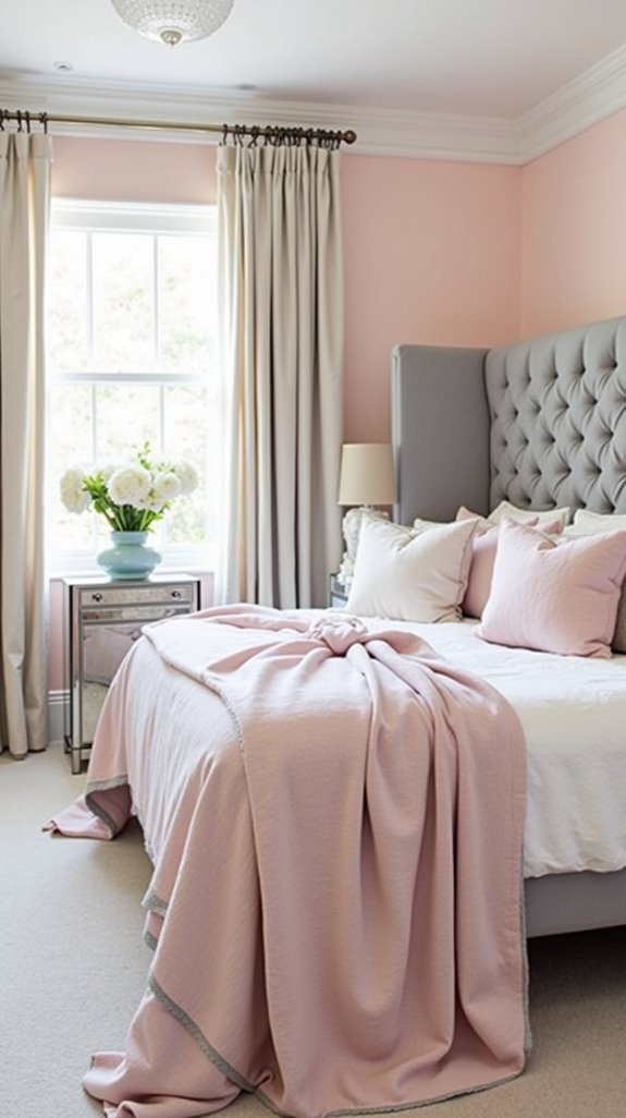 feminine pink grey bedroom harmony
