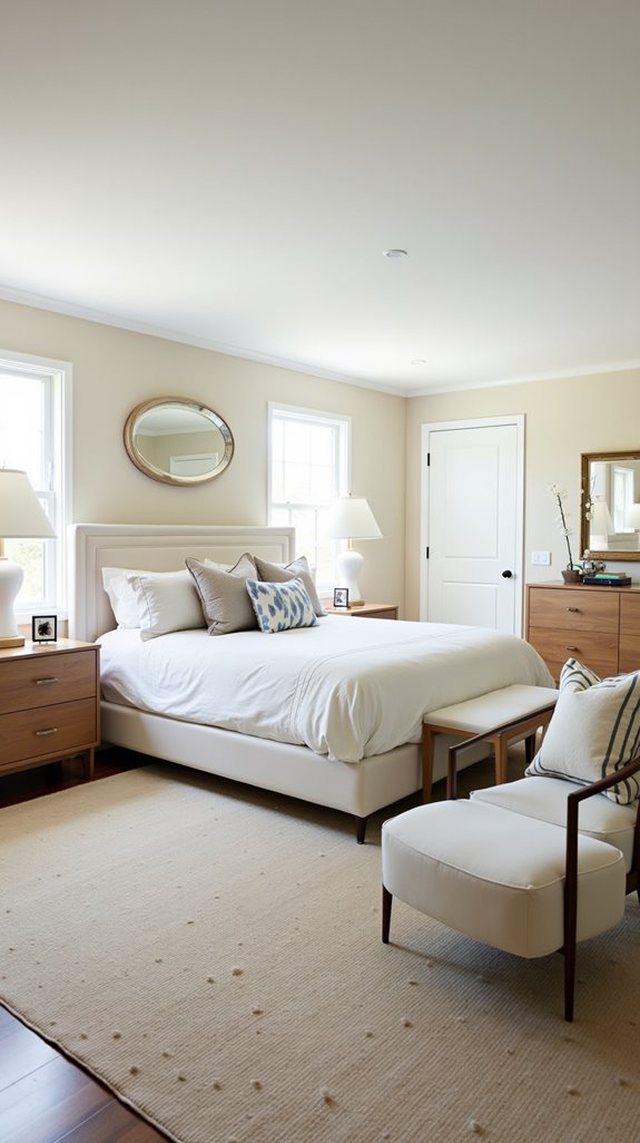 flowing bedroom furniture arrangement